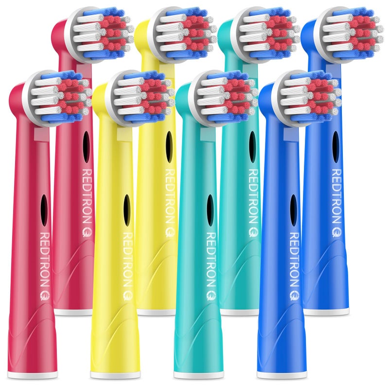 رأس فرشاة أسنان للأطفال REDTRON 8 قطع لفرشاة Oral B، رؤوس فرشاة تنظيف عميق ودقيق، رؤوس فرشاة كهربائية متعددة الألوان للأطفال